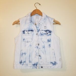 NWOT Bershka acid wash denim vest
